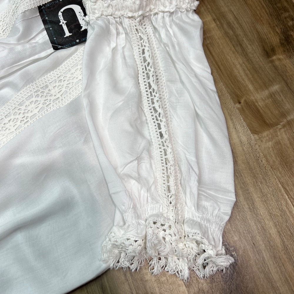 Resistol White Lace Dress XL 100% Rayon Boho Western Fringe Cowgirl Style NWT - Picture 5 of 13